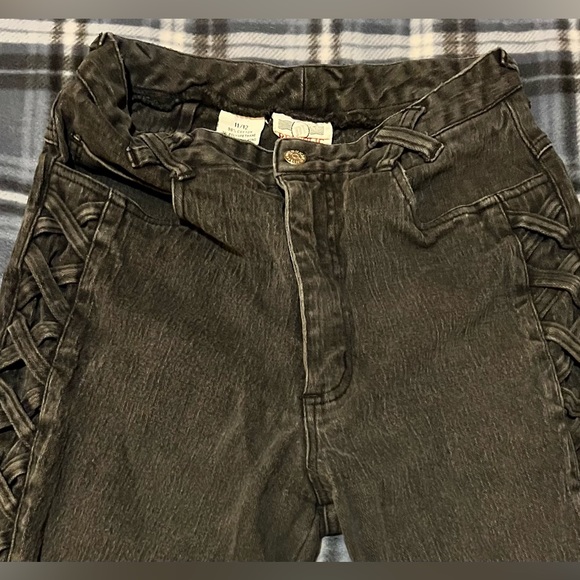 Vintage 90s Denim Republic High Waisted Skinny Braided Side Jeans - Picture 2 of 4